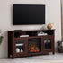 Mueble de TV de madera y vidrio con chimenea de estilo transicional de 58" Wasatch