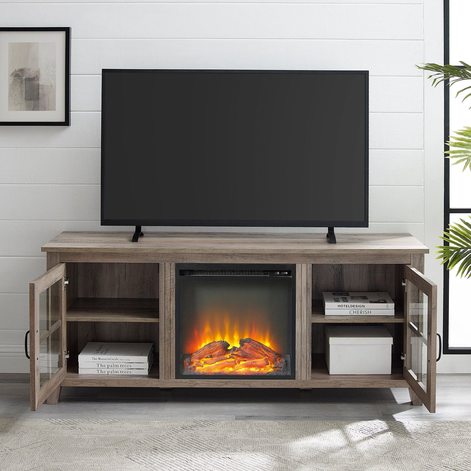 Mueble de TV con chimenea Essential