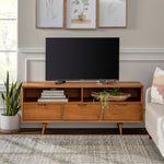 Consola de TV de madera maciza con 3 cajones Sloane