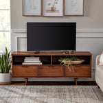Consola de TV de madera maciza con 3 cajones Sloane