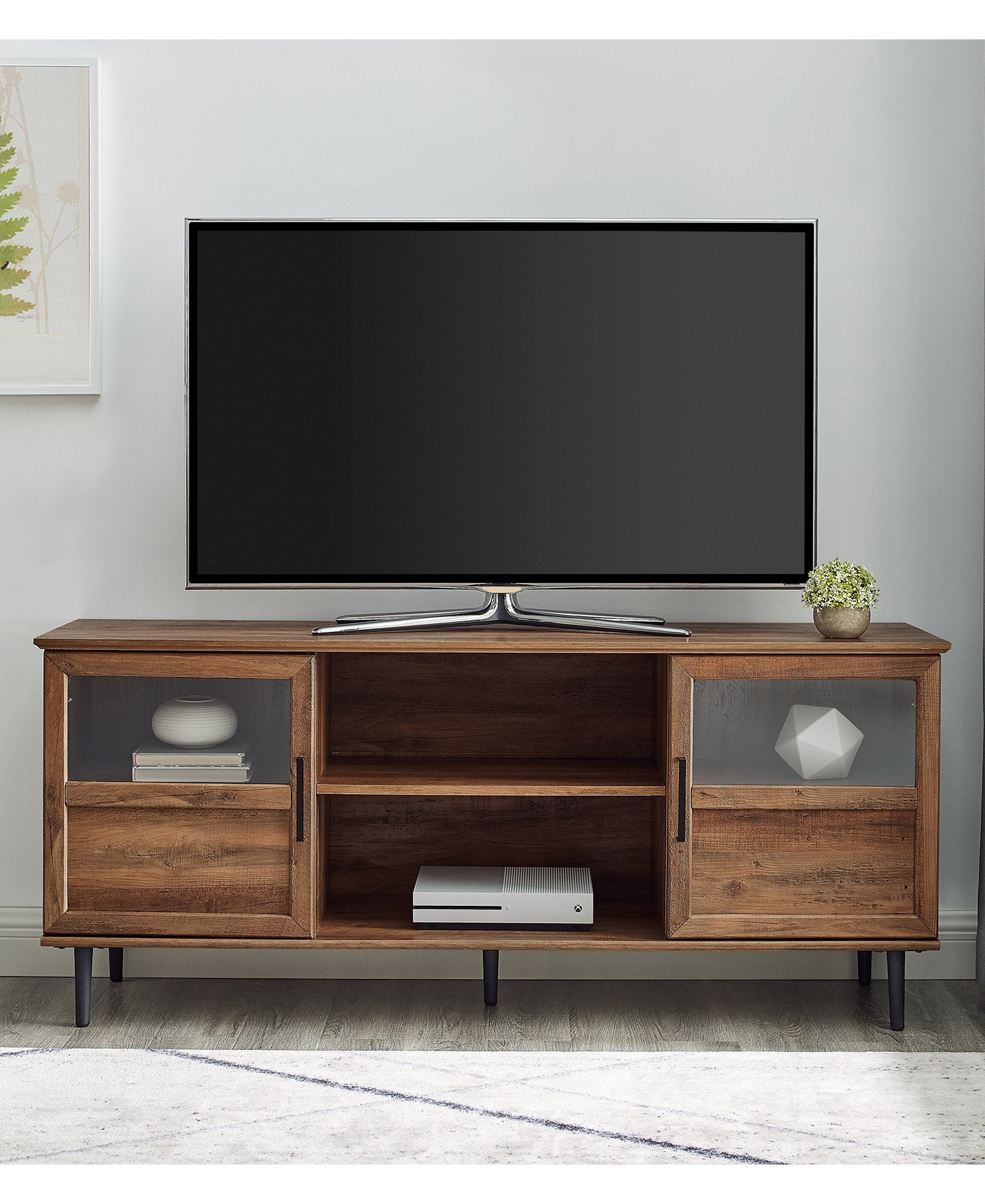 Consola de TV de vidrio y madera Owen