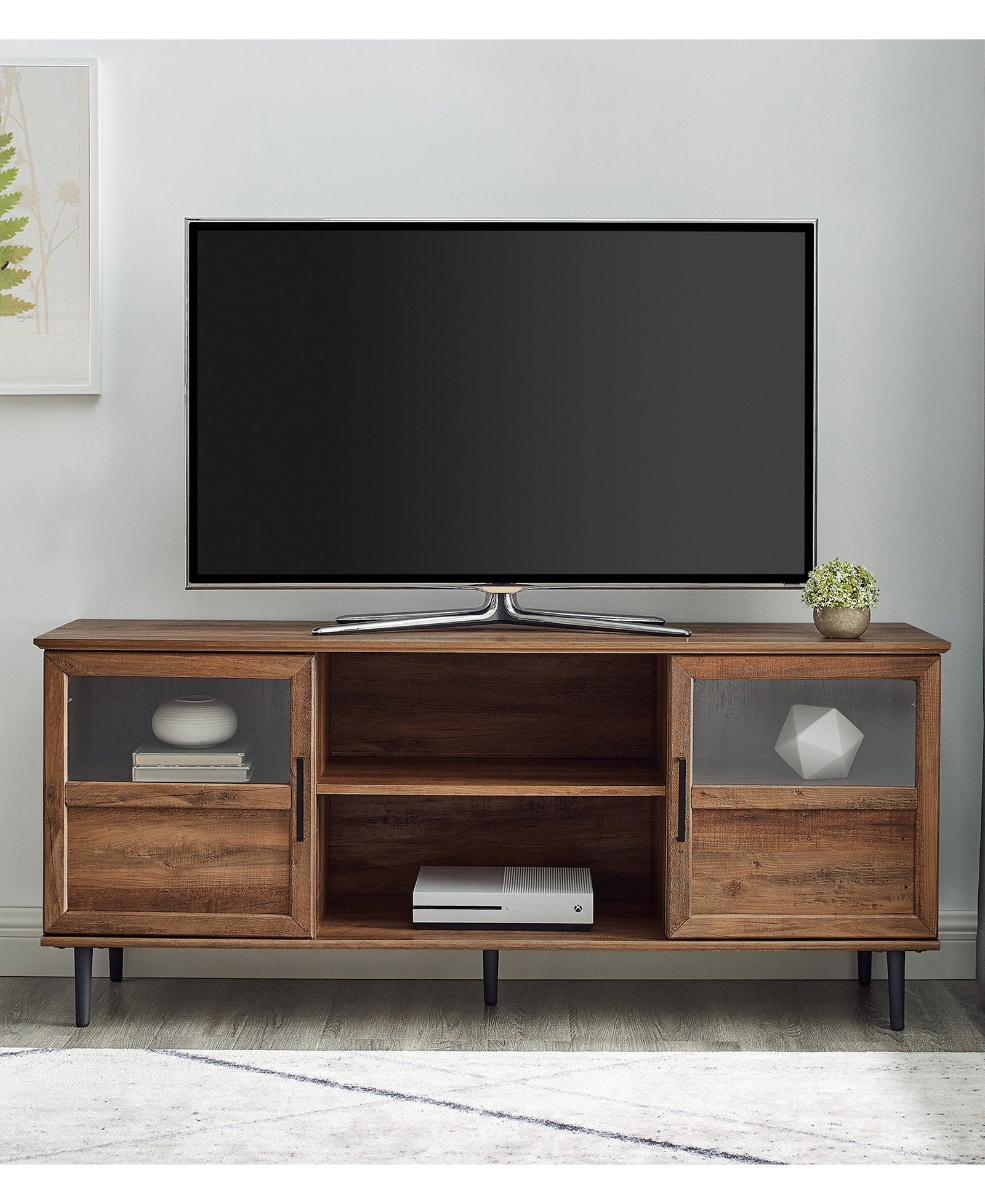 Consola de TV de vidrio y madera Owen