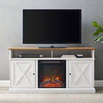 Mueble de TV con chimenea y puerta de granero Cherrington
