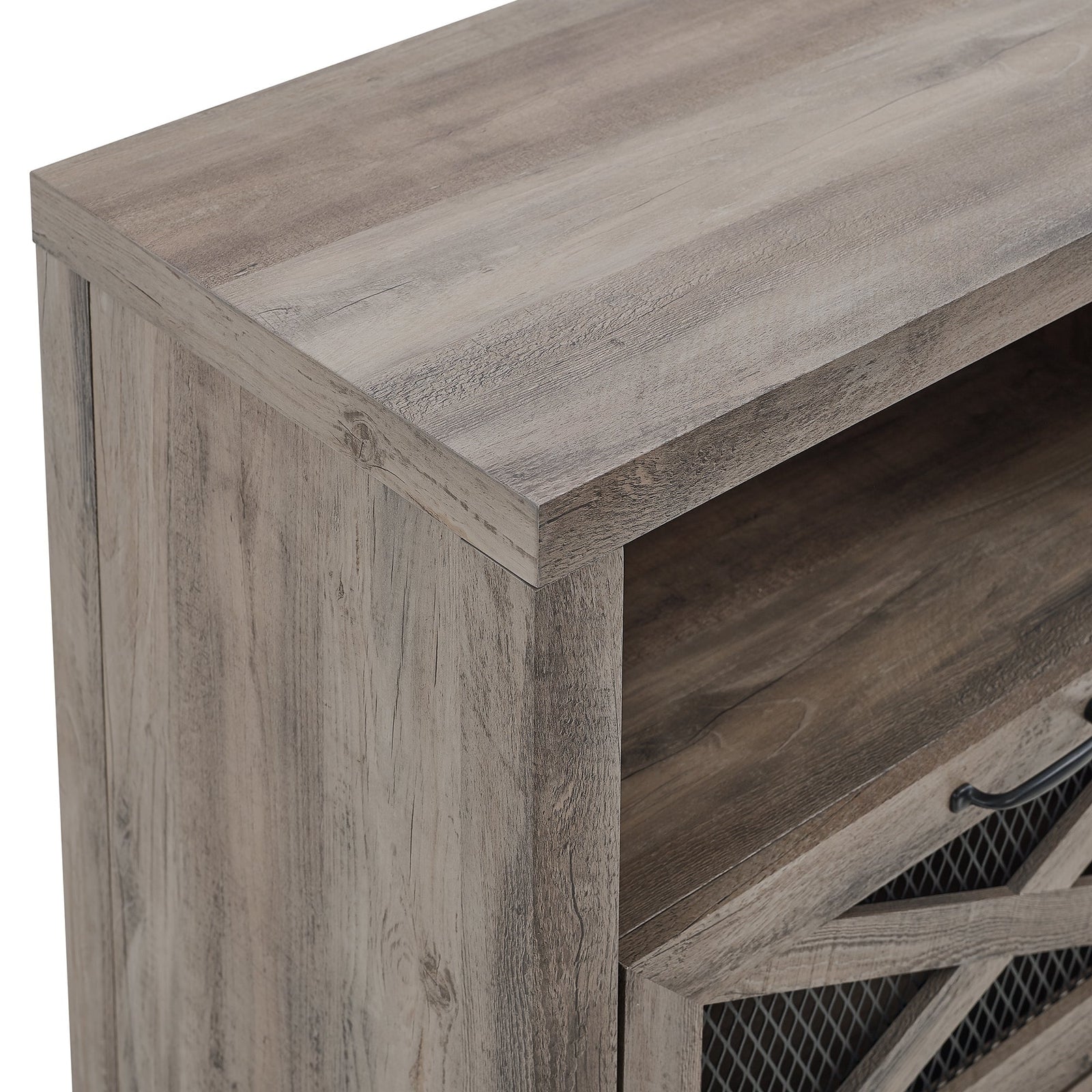 Mueble de TV con chimenea rústica de 70