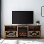 Mueble de TV con chimenea rústica de 70" de Farmhouse Abilene