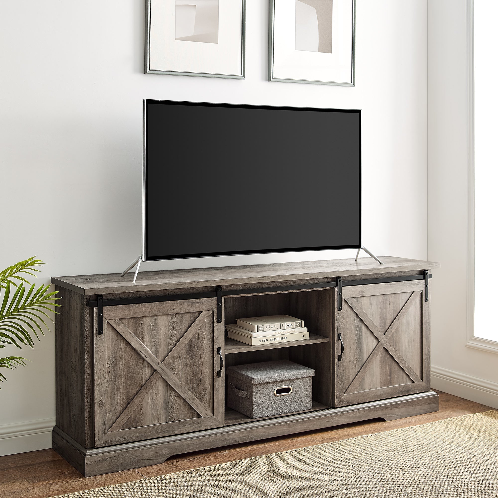 Consola de TV con puerta corrediza de granero de 70"