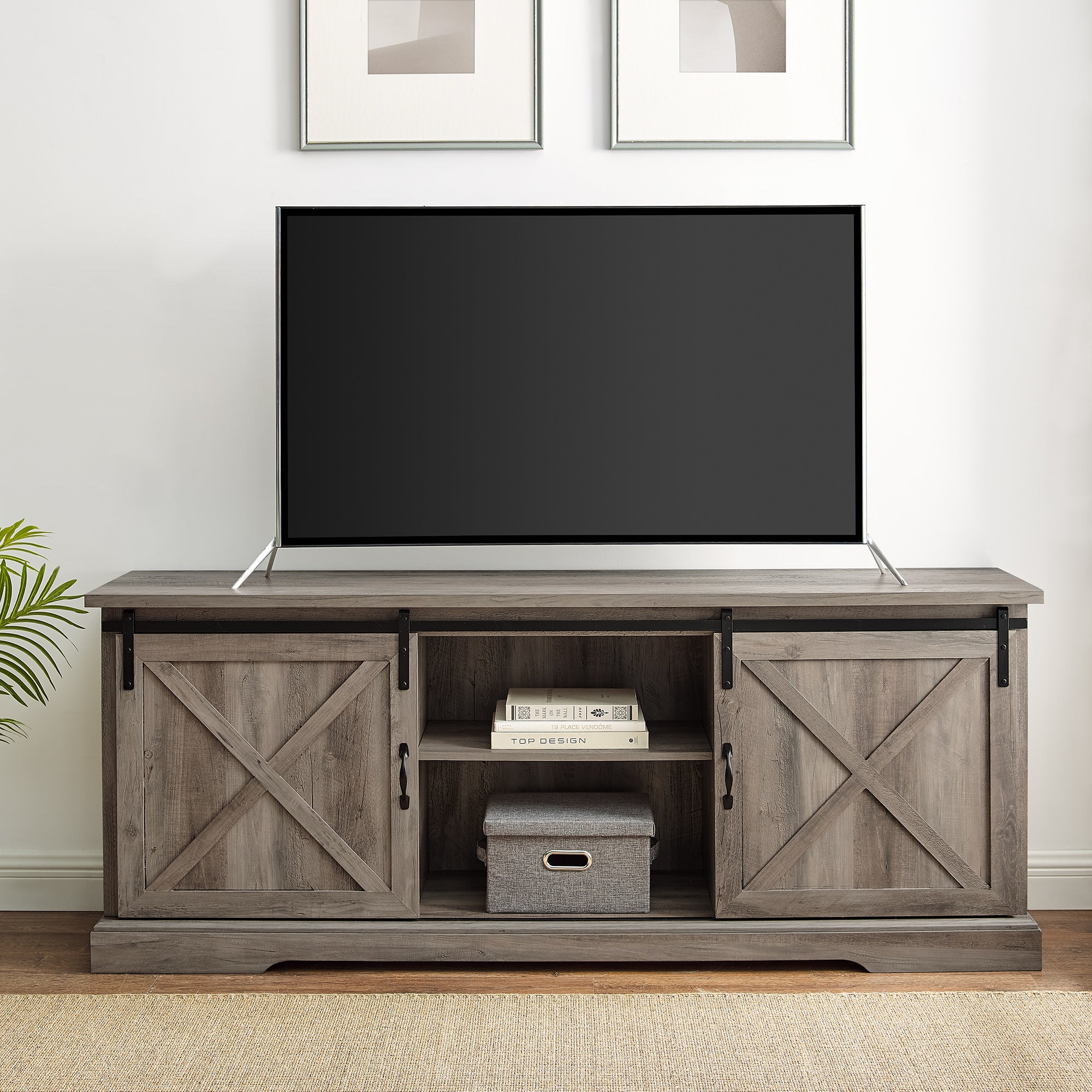 Consola de TV con puerta corrediza de granero de 70"