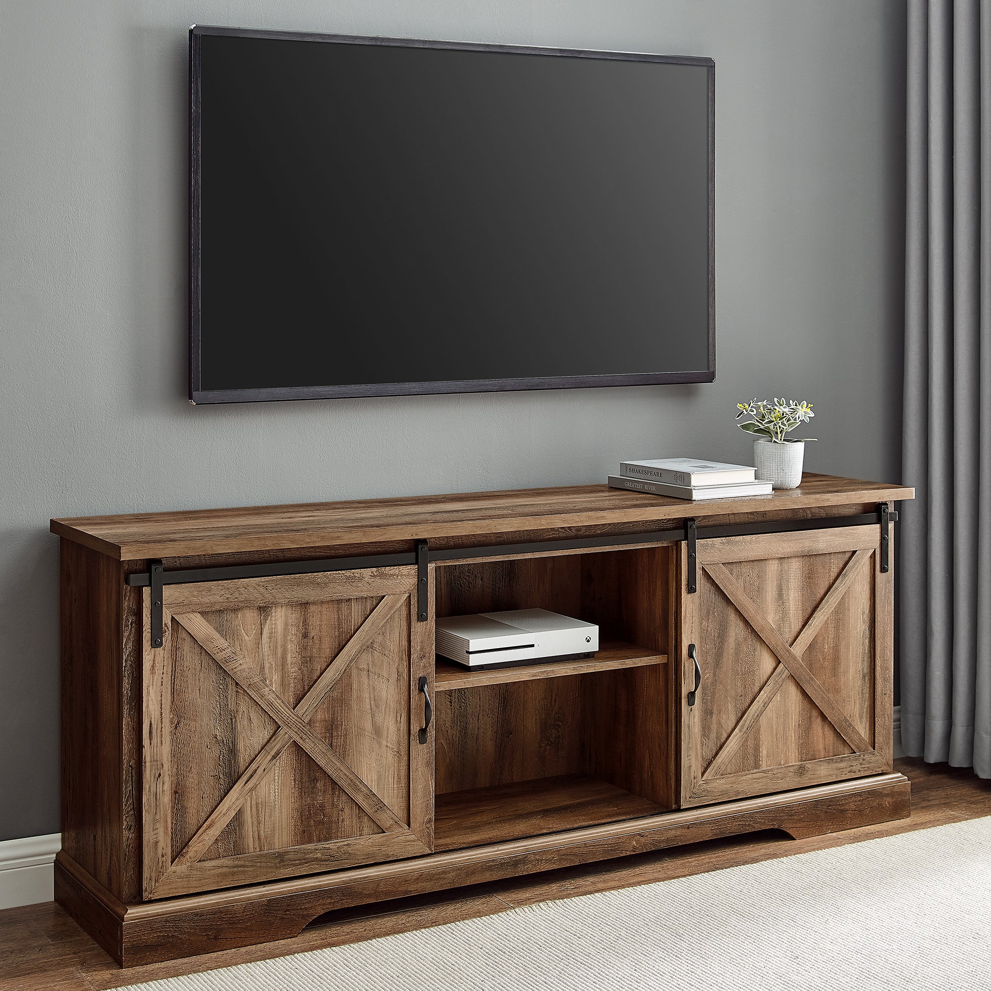 Consola de TV con puerta corrediza de granero de 70"