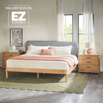Cabecero tapizado contemporáneo Annette con estructura de cama de madera curva