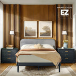 Cabecero tapizado contemporáneo Annette con estructura de cama de madera curva
