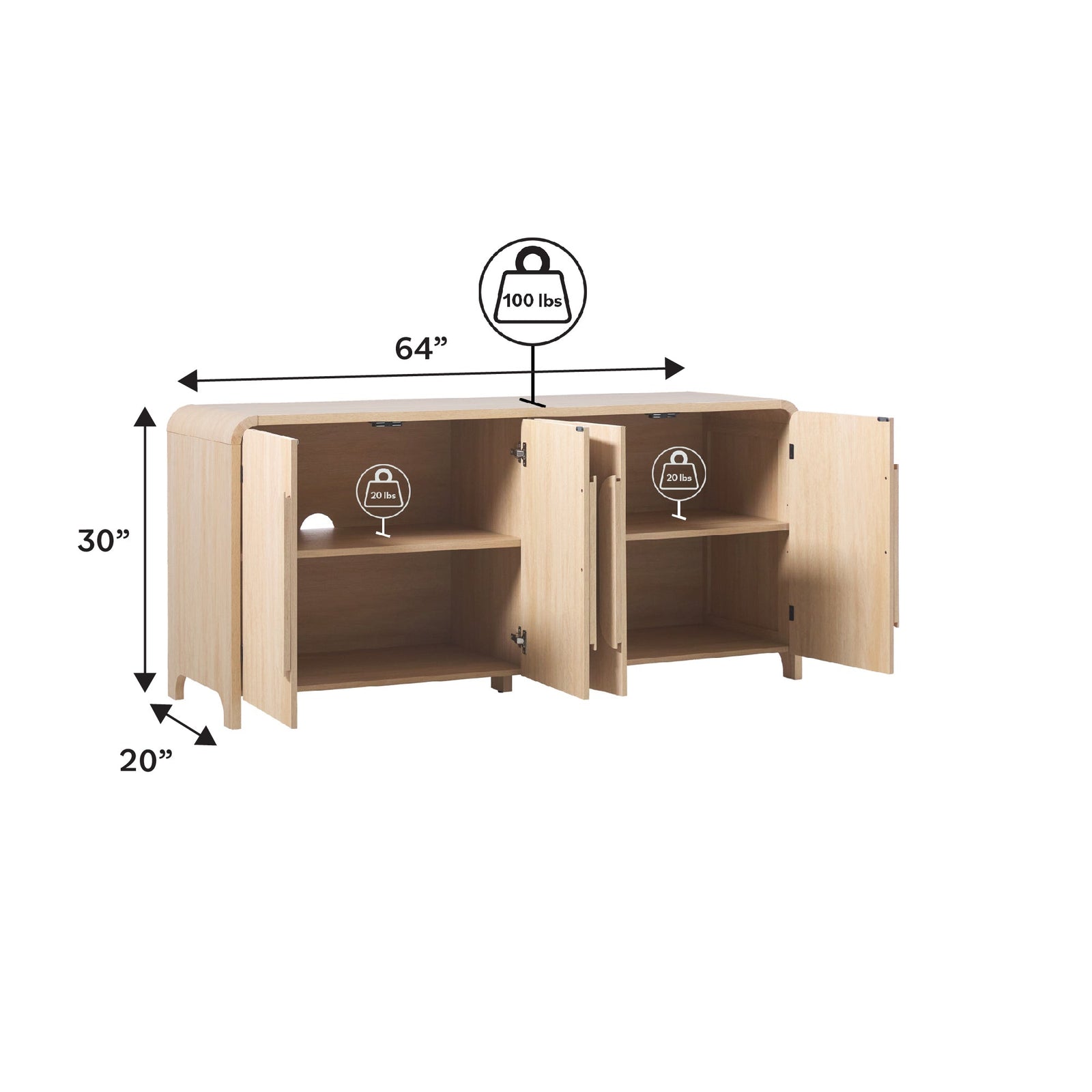 Aparador curvo moderno con mueble para TV Chantelle