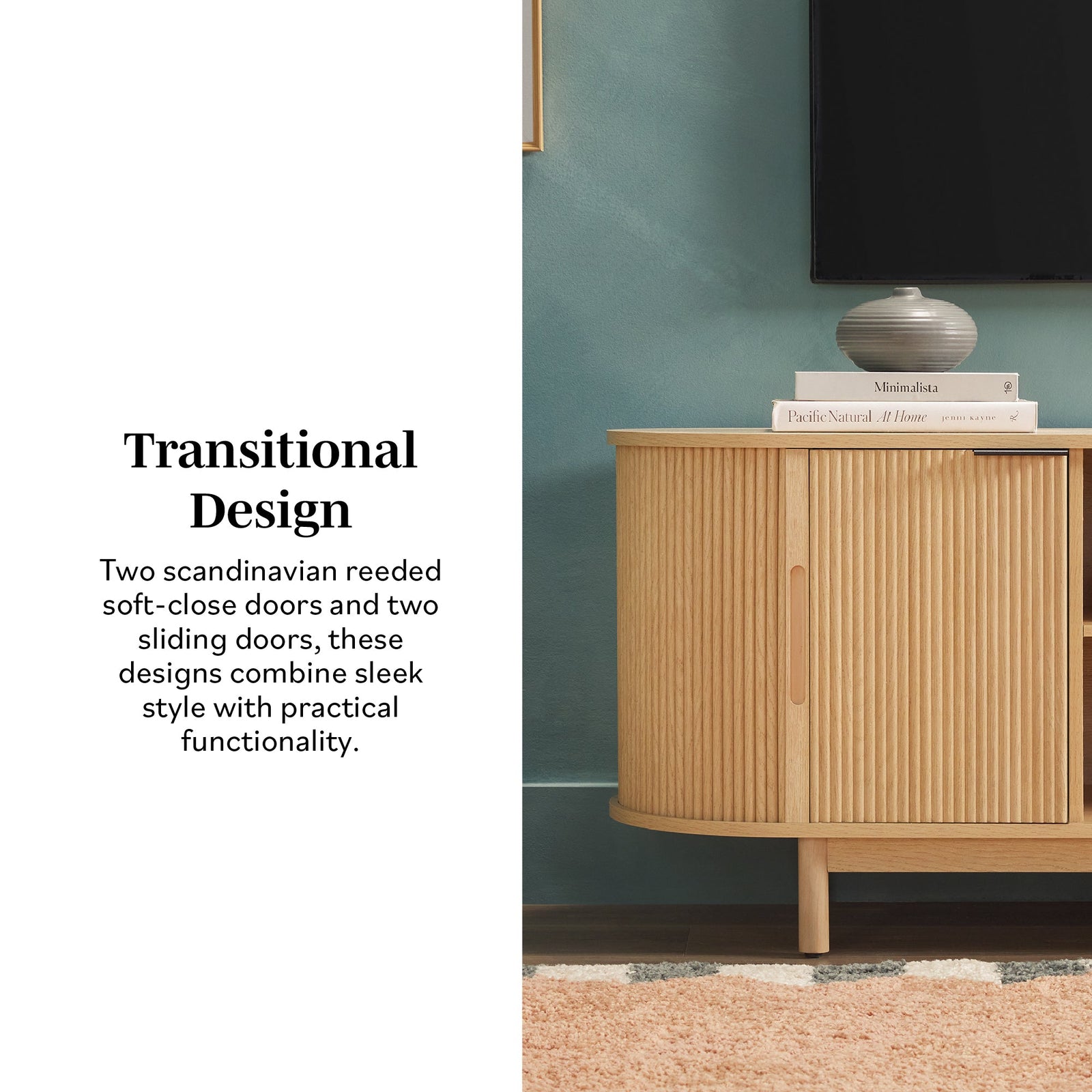 Mueble de TV moderno con estructura de caña Chloe
