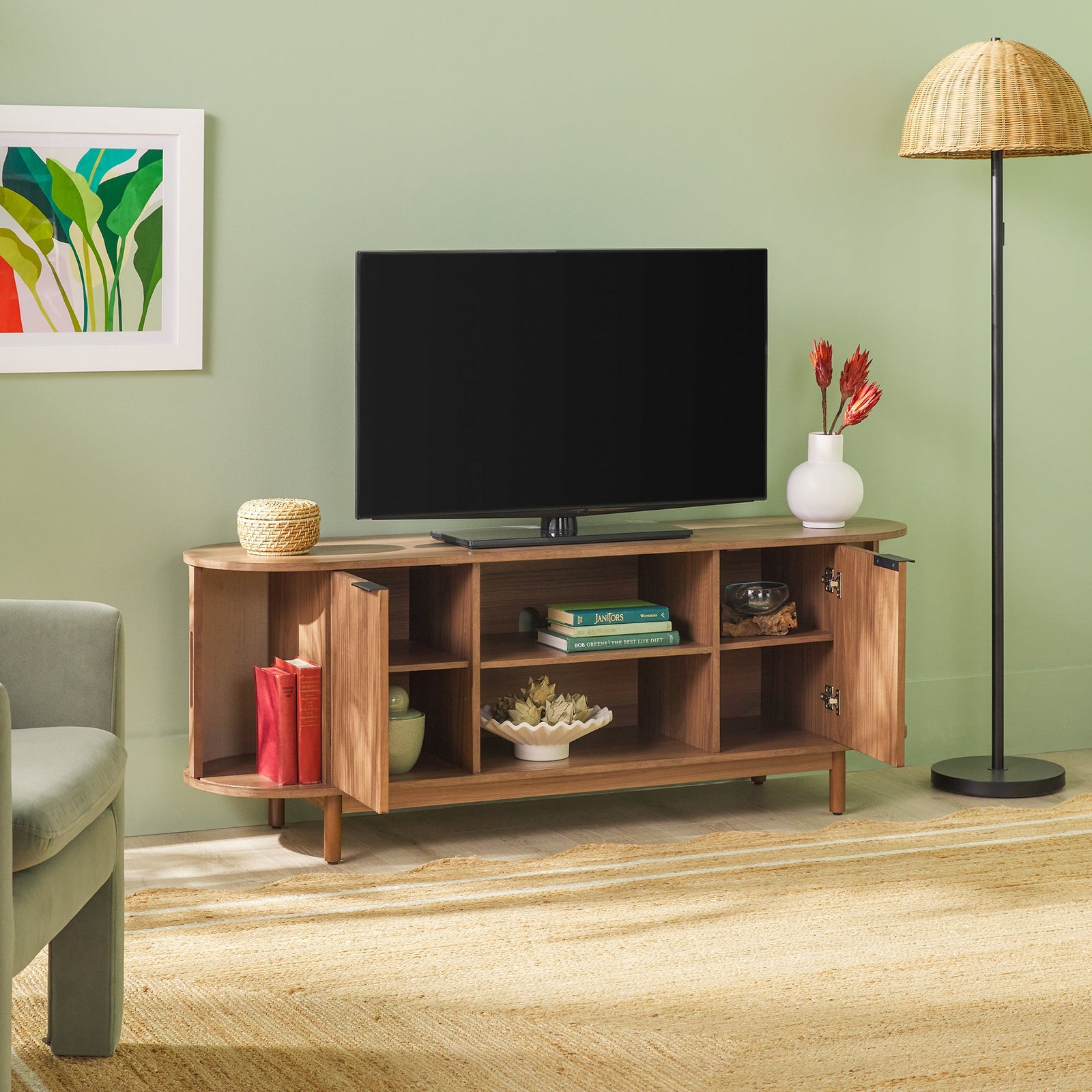 Mueble de TV moderno con estructura de caña Chloe