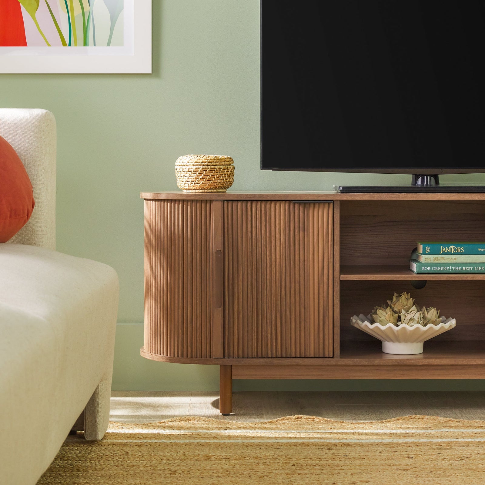 Mueble de TV moderno con estructura de caña Chloe