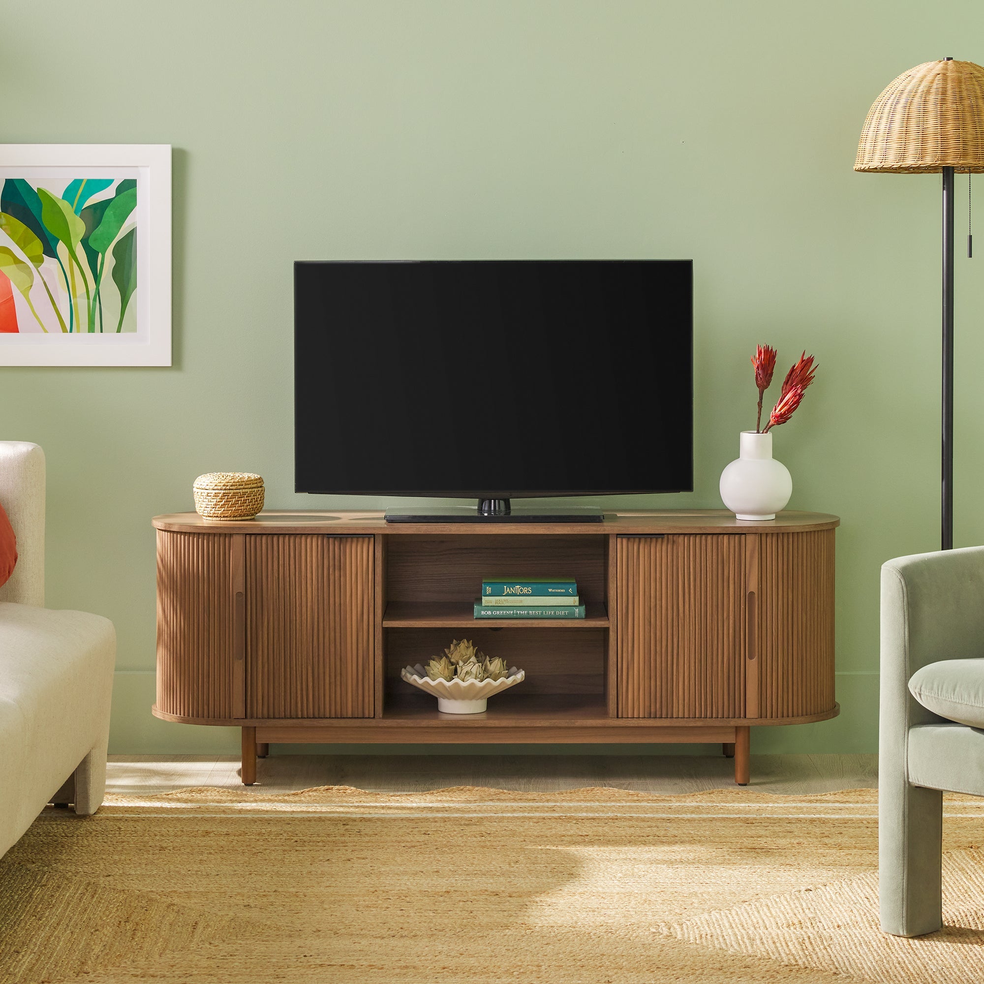 Mueble de TV moderno con estructura de caña Chloe