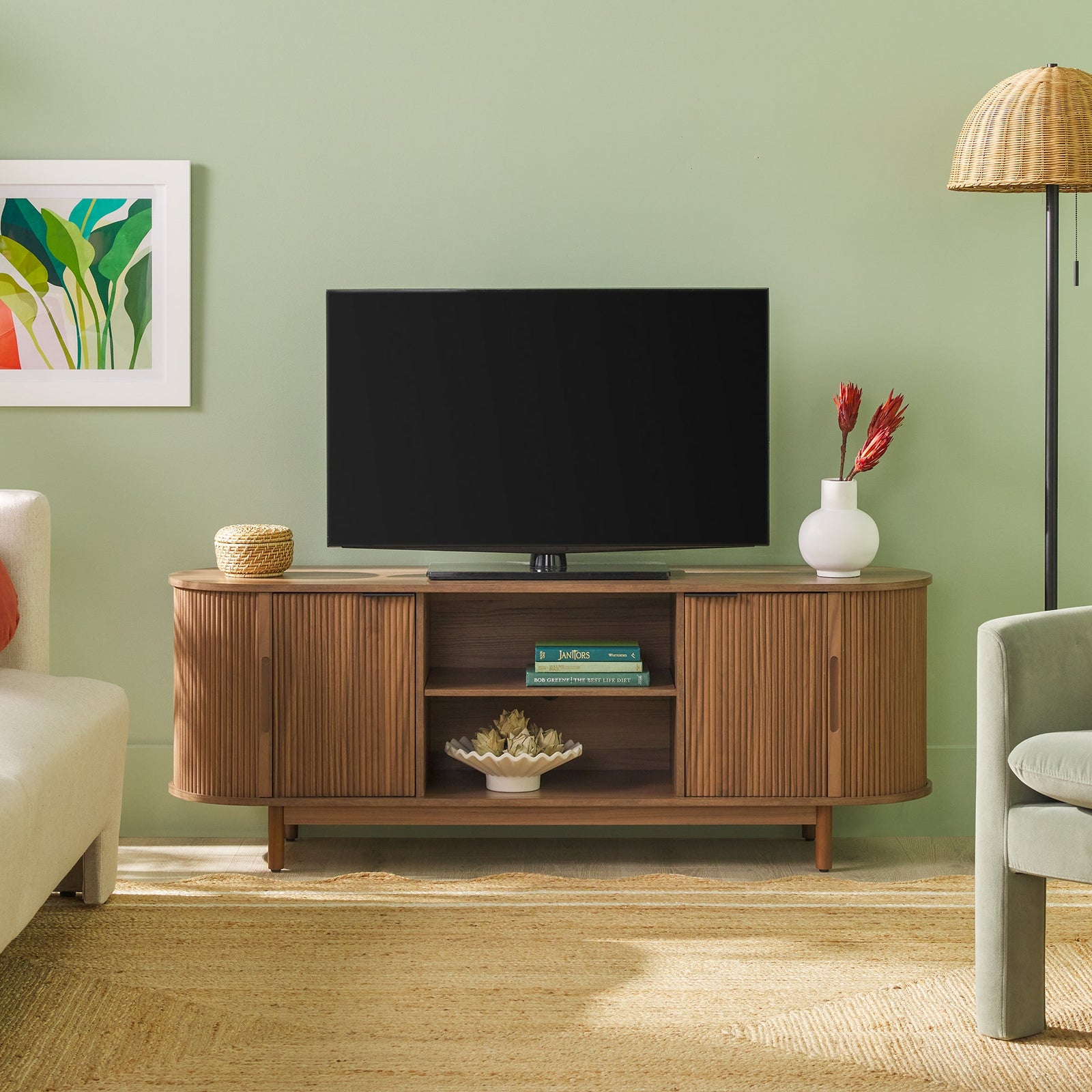 Mueble de TV moderno con estructura de caña Chloe
