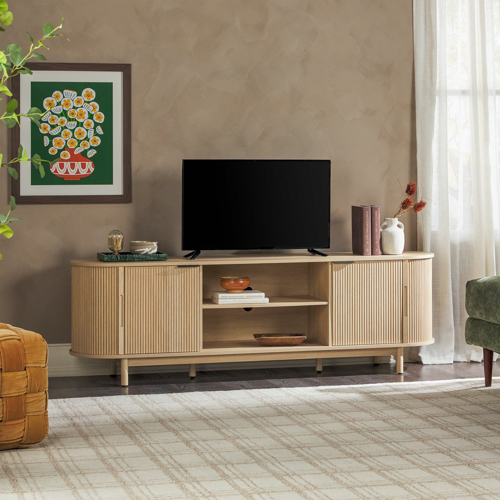 Mueble de TV moderno con estructura de caña Chloe