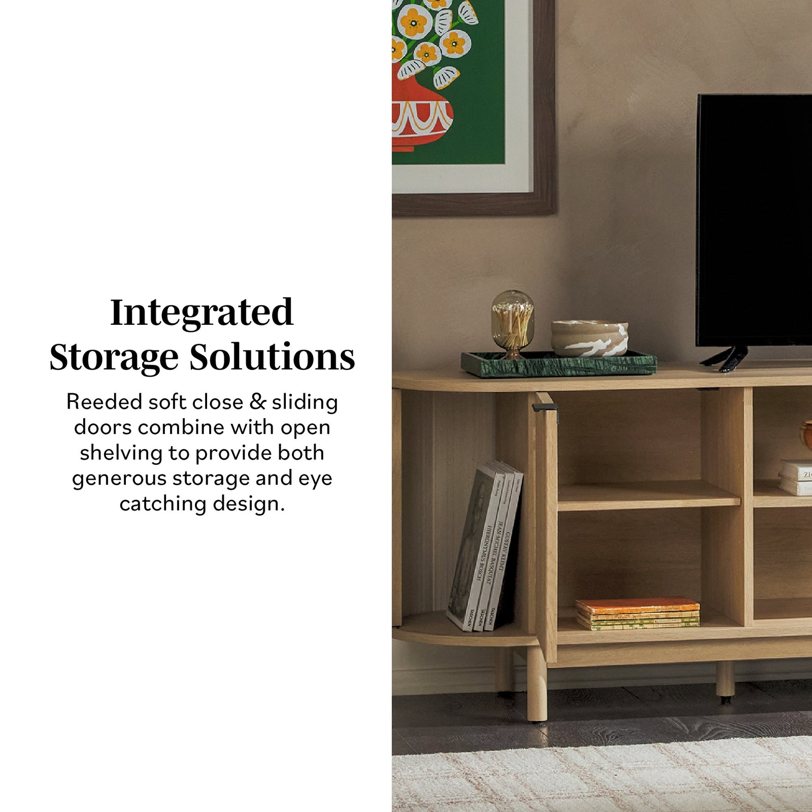 Mueble de TV moderno con estructura de caña Chloe