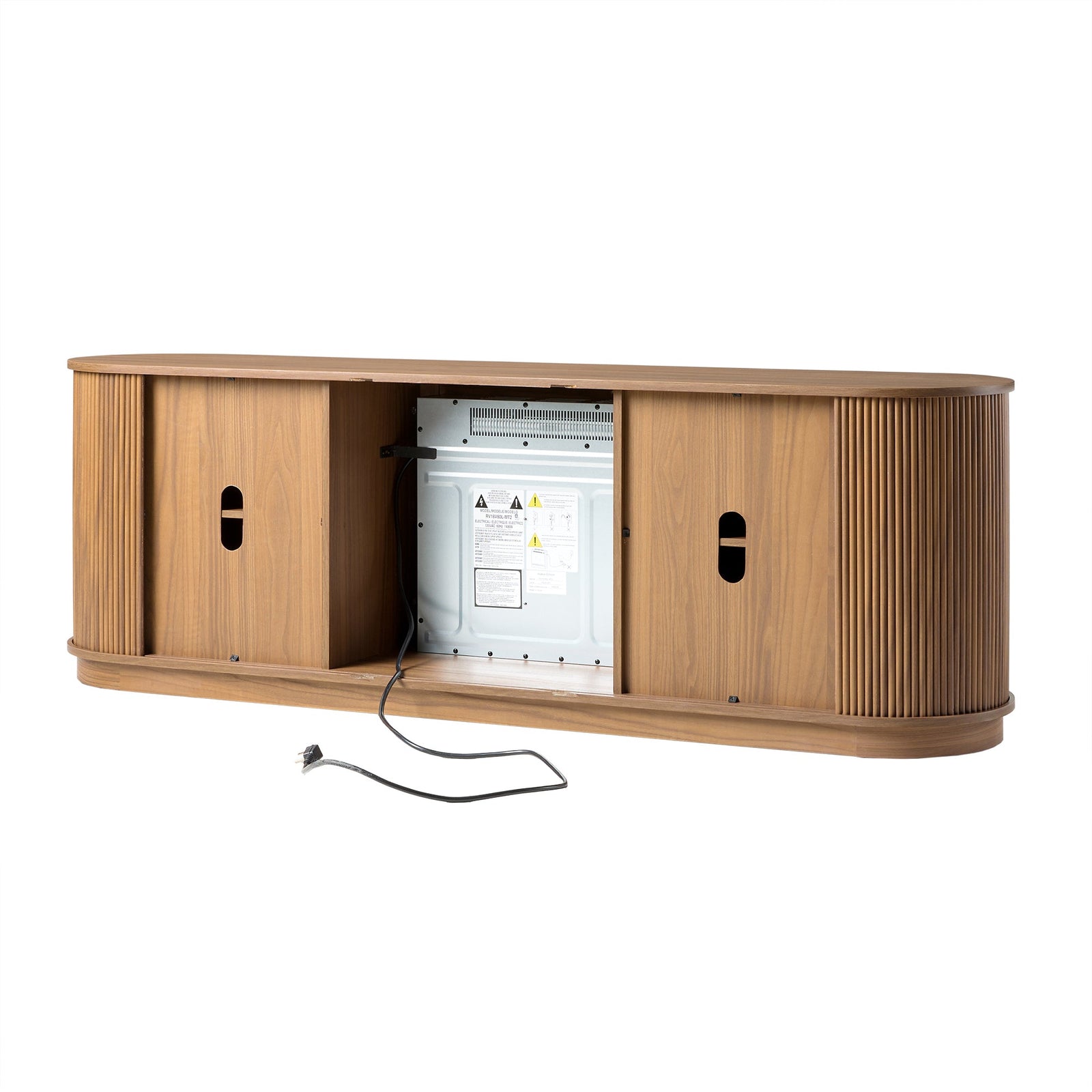 Mueble de TV con chimenea de caña escandinava moderna Chloe en 2 tamaños