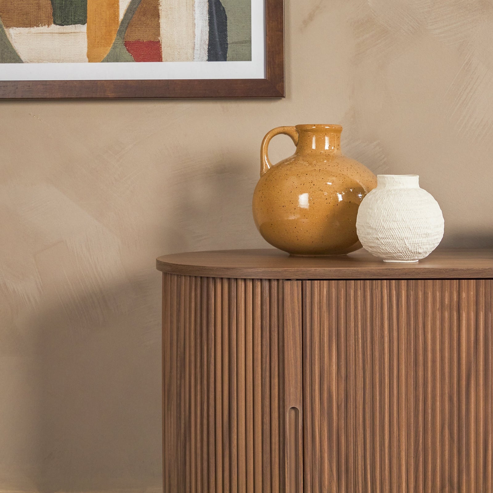 Mueble de TV con chimenea de caña escandinava moderna Chloe en 2 tamaños
