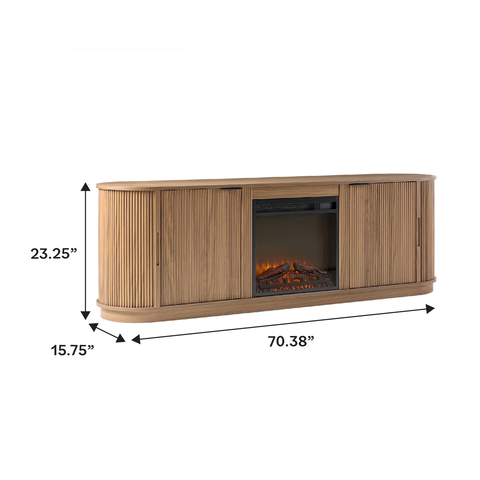Mueble de TV con chimenea de caña escandinava moderna Chloe en 2 tamaños