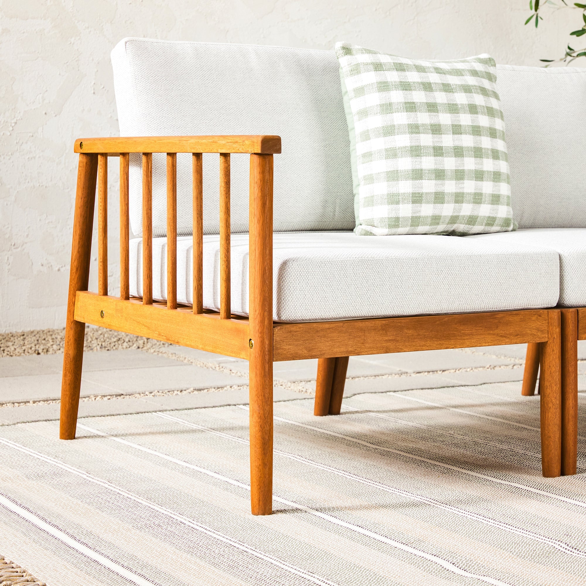 Conjunto modular moderno de 5 piezas en forma de L para exteriores de madera maciza con husillo