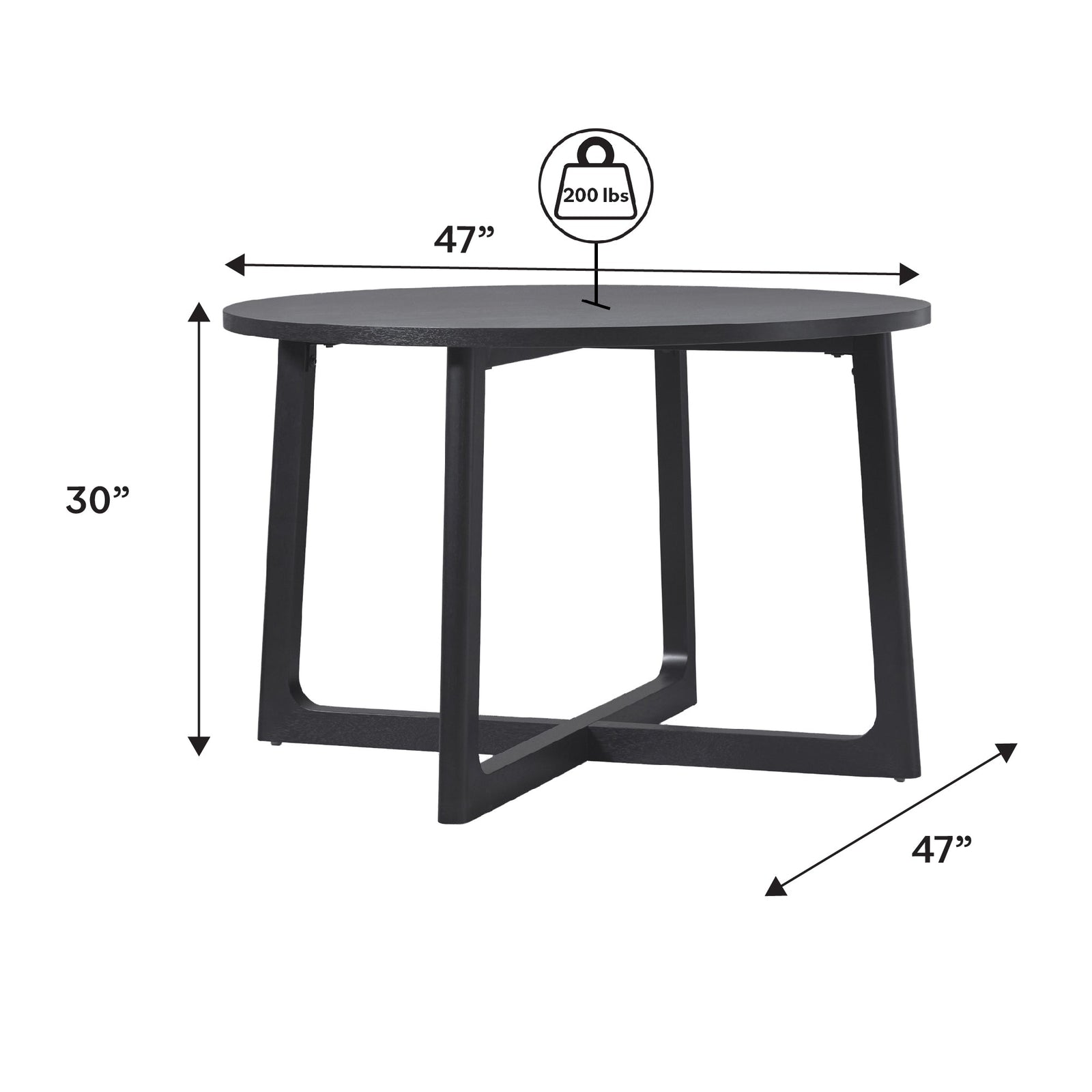 Mesa de comedor redonda moderna de madera maciza Ezra para 4