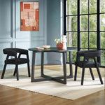 Silla de comedor Ezra Modern Boucle de madera maciza con respaldo redondeado (juego de 2)