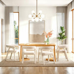 Silla de comedor Ezra Modern Boucle de madera maciza con respaldo redondeado (juego de 2)