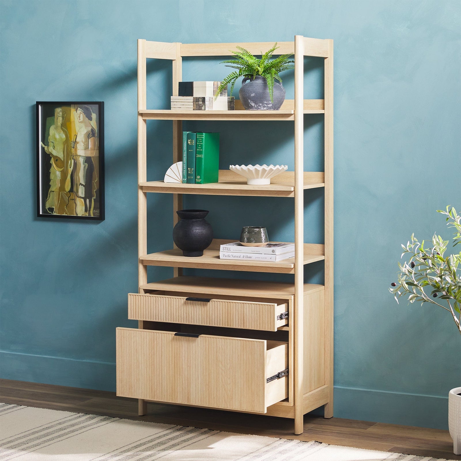 Estantería ancha de láminas de estilo escandinavo moderno de Holmes