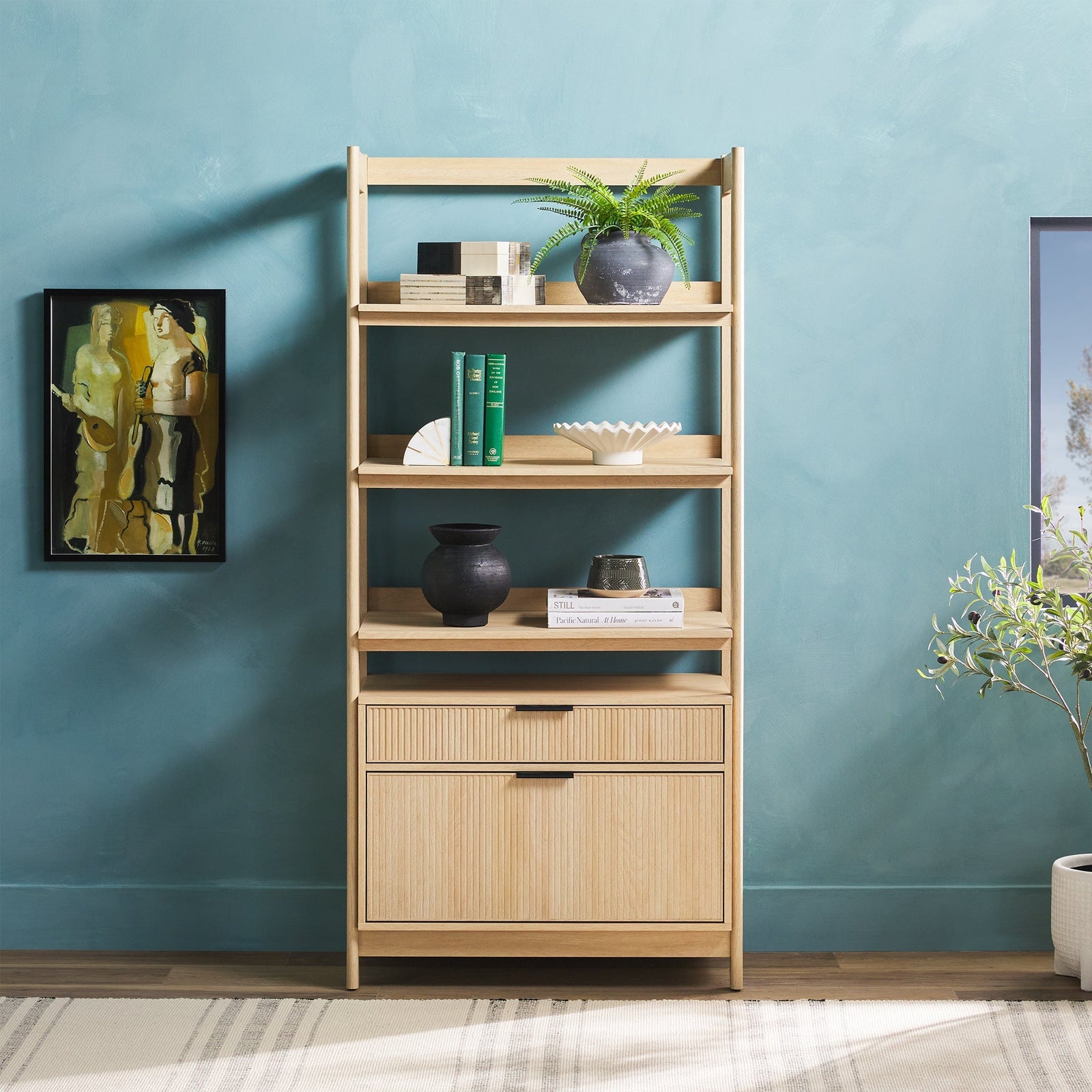 Estantería ancha de láminas de estilo escandinavo moderno de Holmes