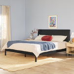 Cabecero de listones Cama de madera maciza de estilo moderno de mediados de siglo
