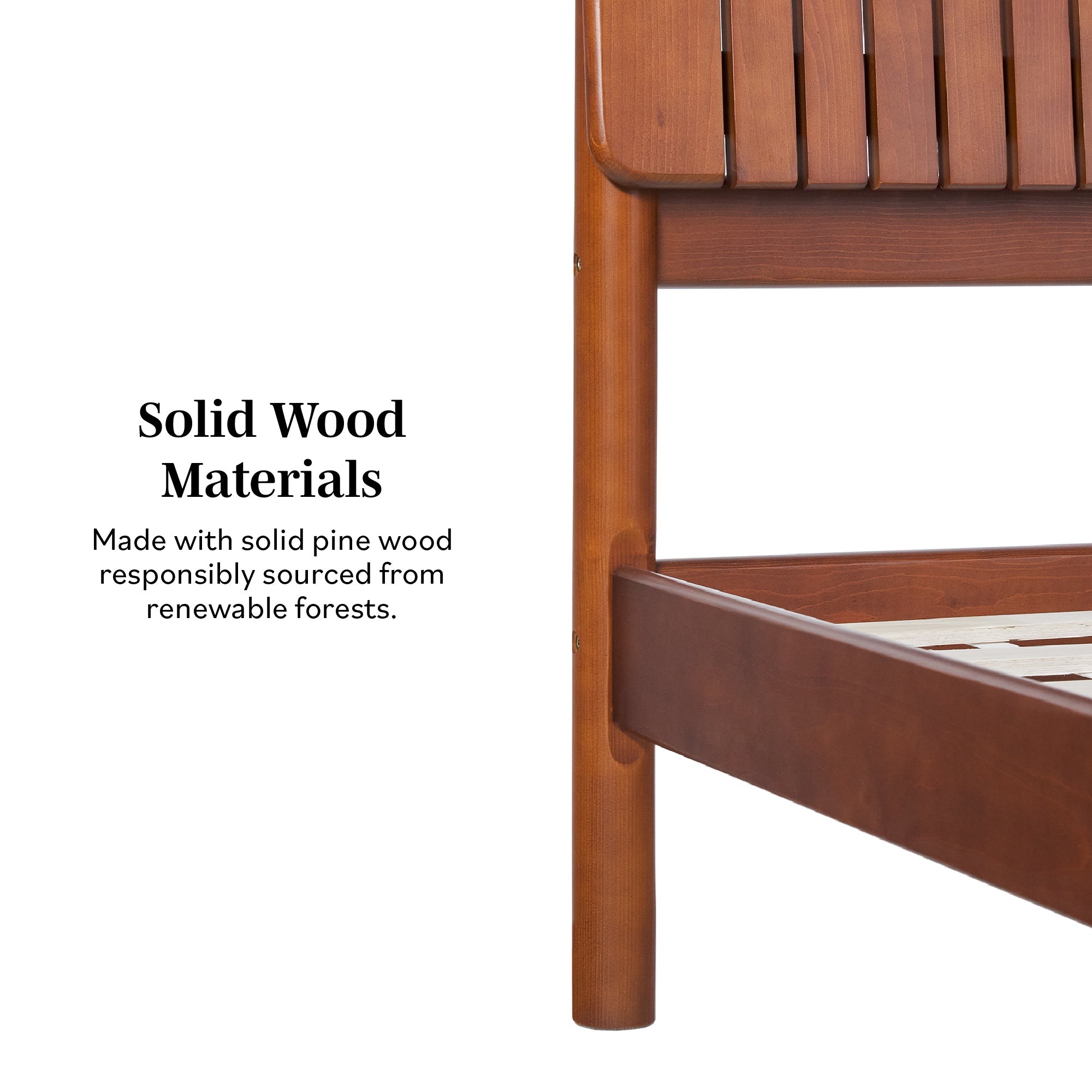Cabecero de listones Cama de madera maciza de estilo moderno de mediados de siglo