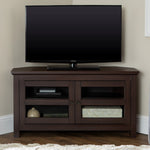 44" Transitional Modern Farmhouse Wood Corner TV Stand