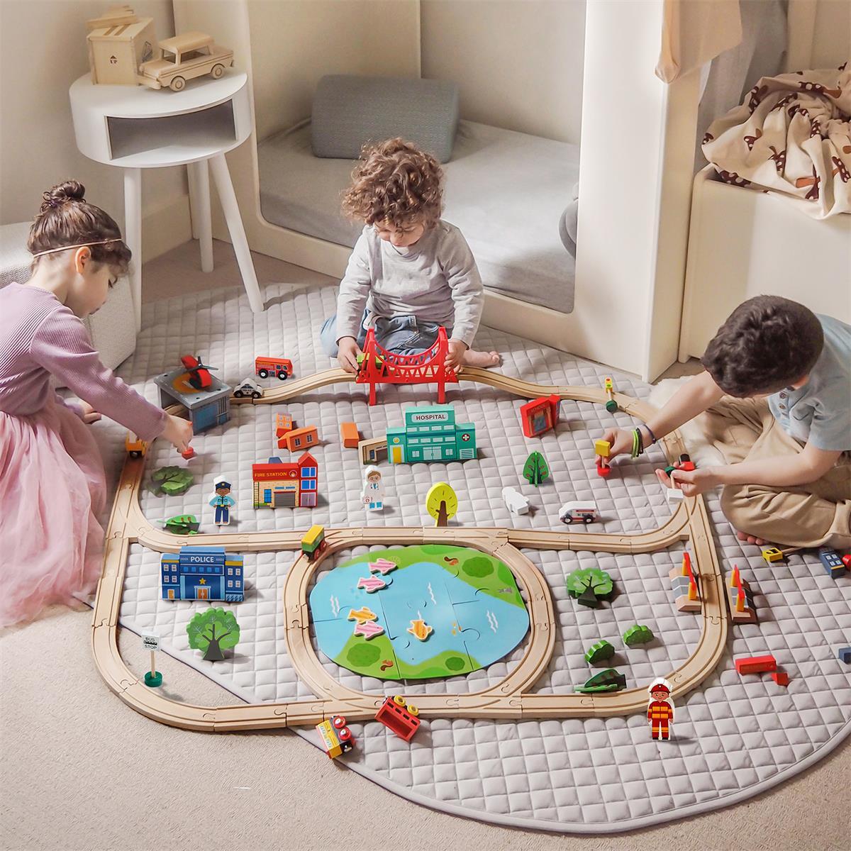 Tiny Land Wooden Train Set 110 Pcs