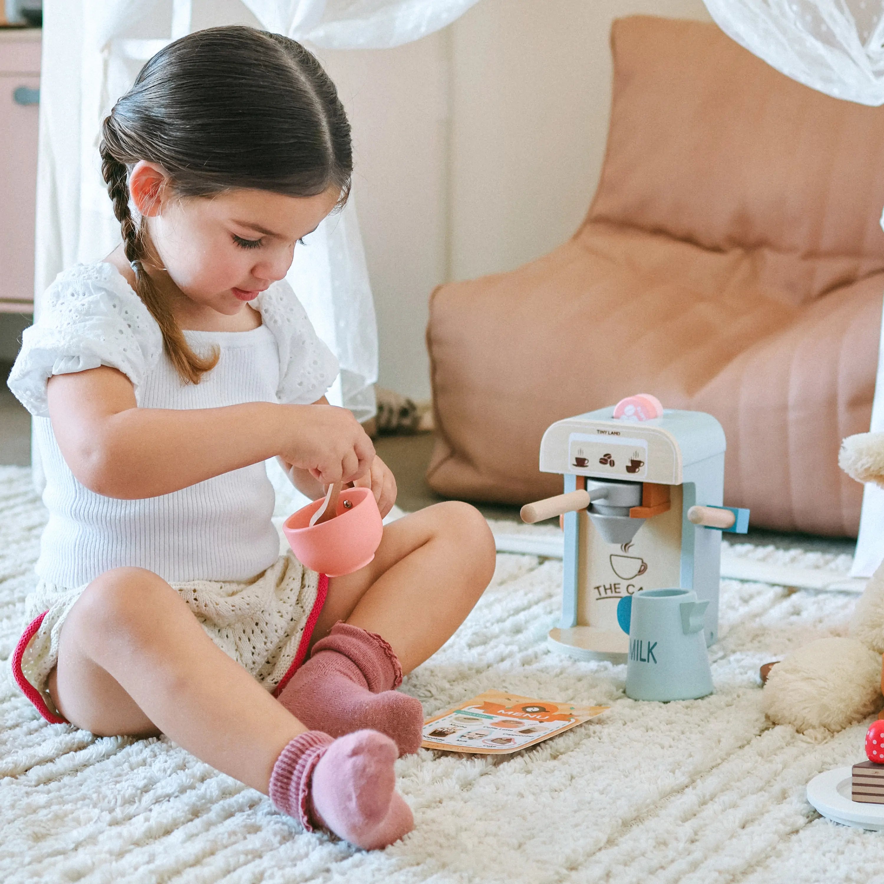 Tiny Land Wooden Kids Play Coffee Maker Set