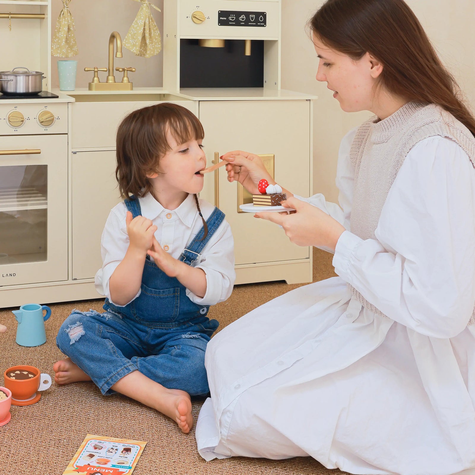 Tiny Land Wooden Kids Play Coffee Maker Set