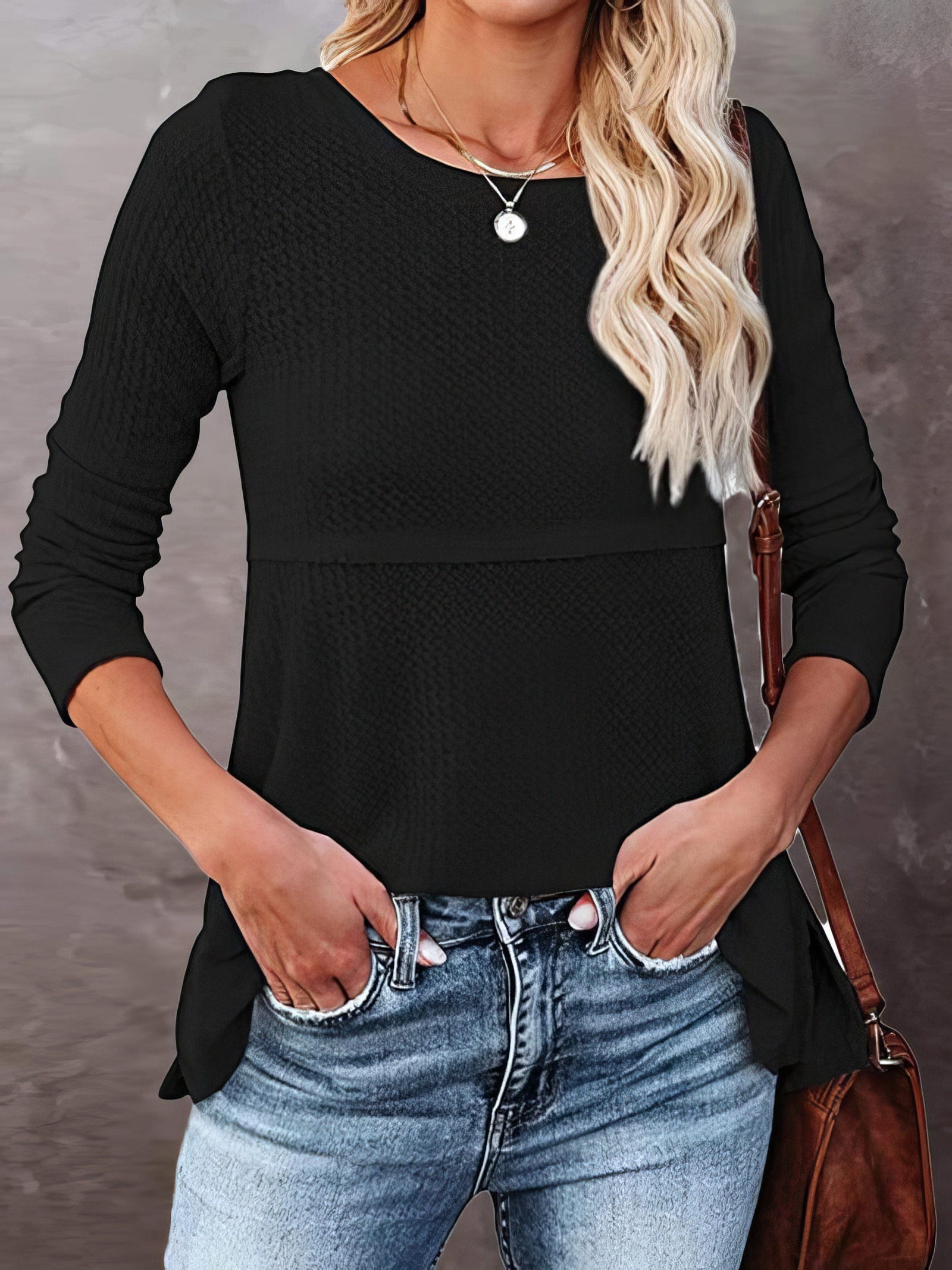 White Waffle Knit Henley