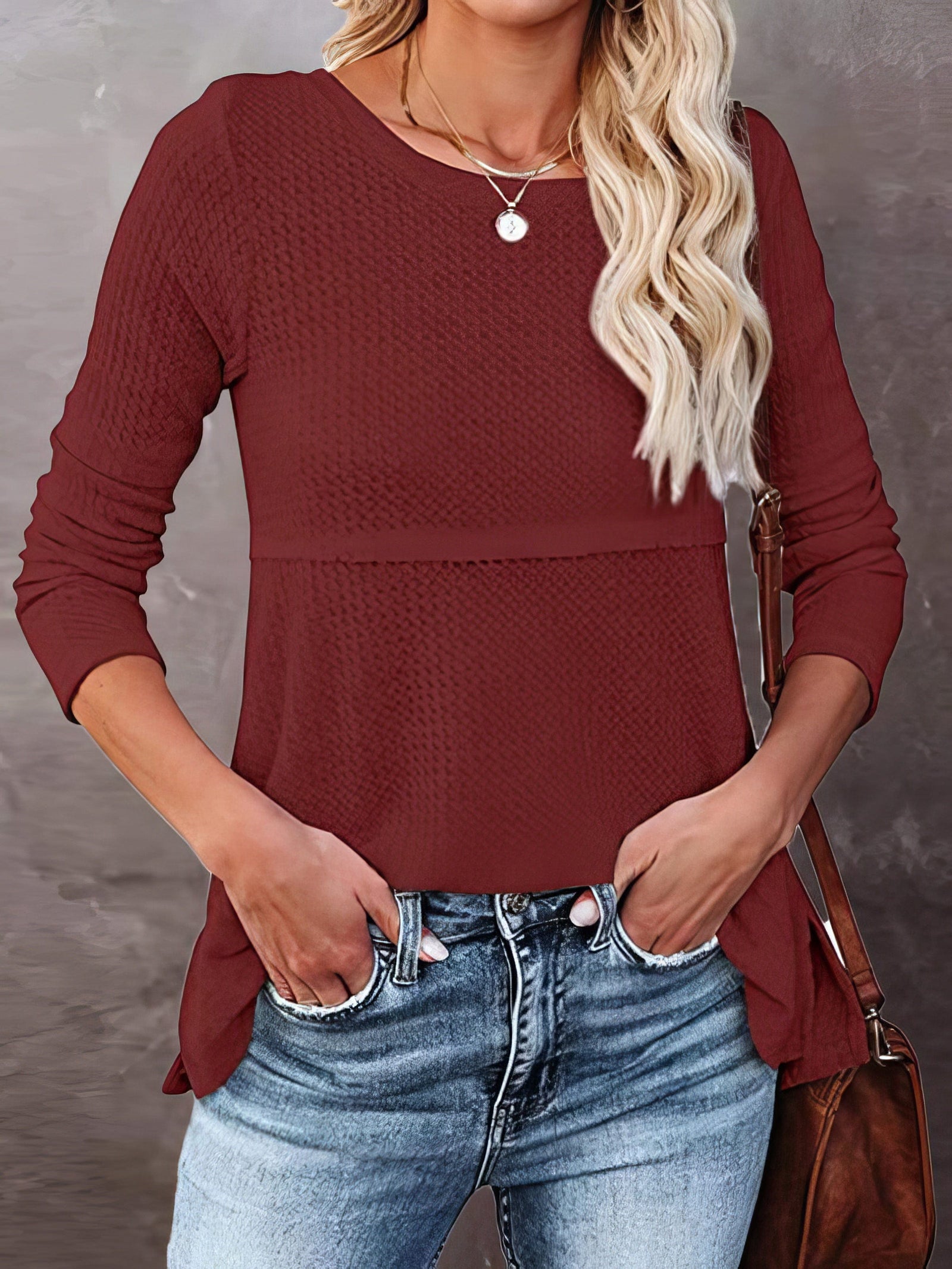 White Waffle Knit Henley