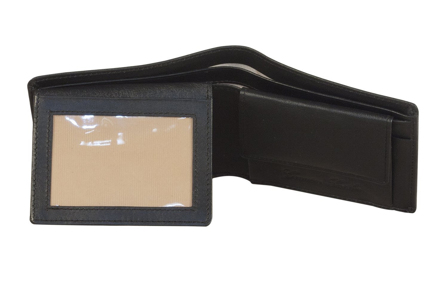 Cartera plegable de cuero Sakkas para hombre con ranuras para tarjetas y ventana para identificación, con bolsa de regalo