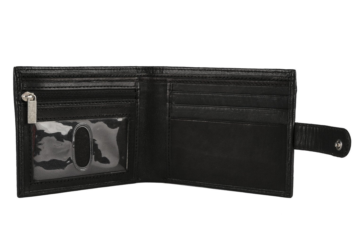 Cartera Sakkas de piel plegable con cierre a presión para hombre, con bolsa de regalo
