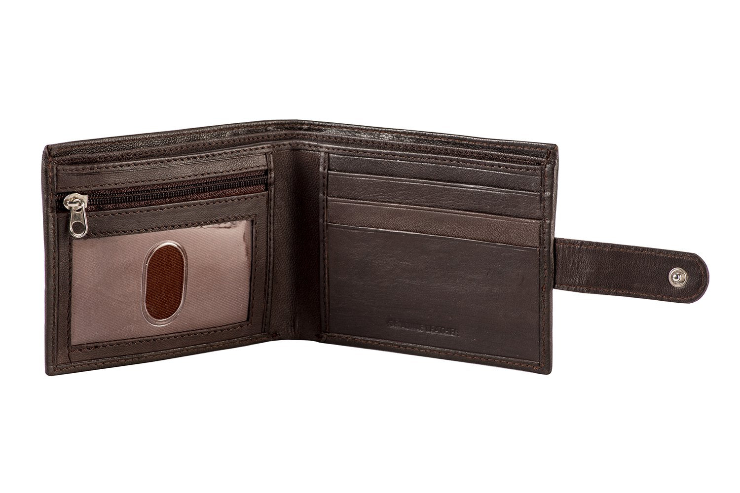 Cartera Sakkas de piel plegable con cierre a presión para hombre, con bolsa de regalo