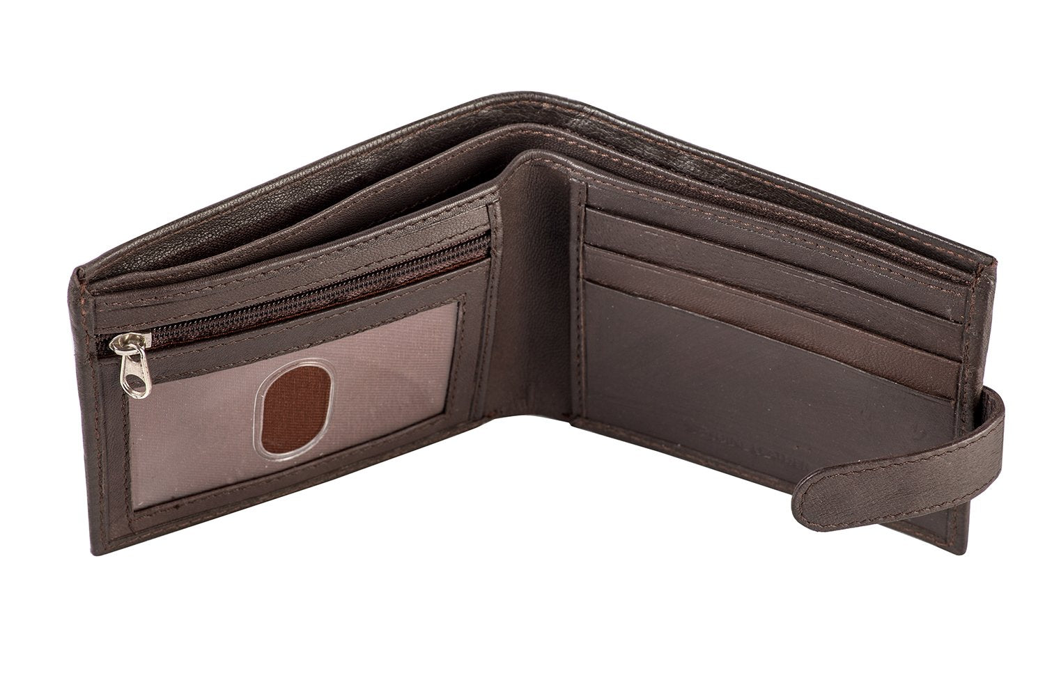 Cartera Sakkas de piel plegable con cierre a presión para hombre, con bolsa de regalo