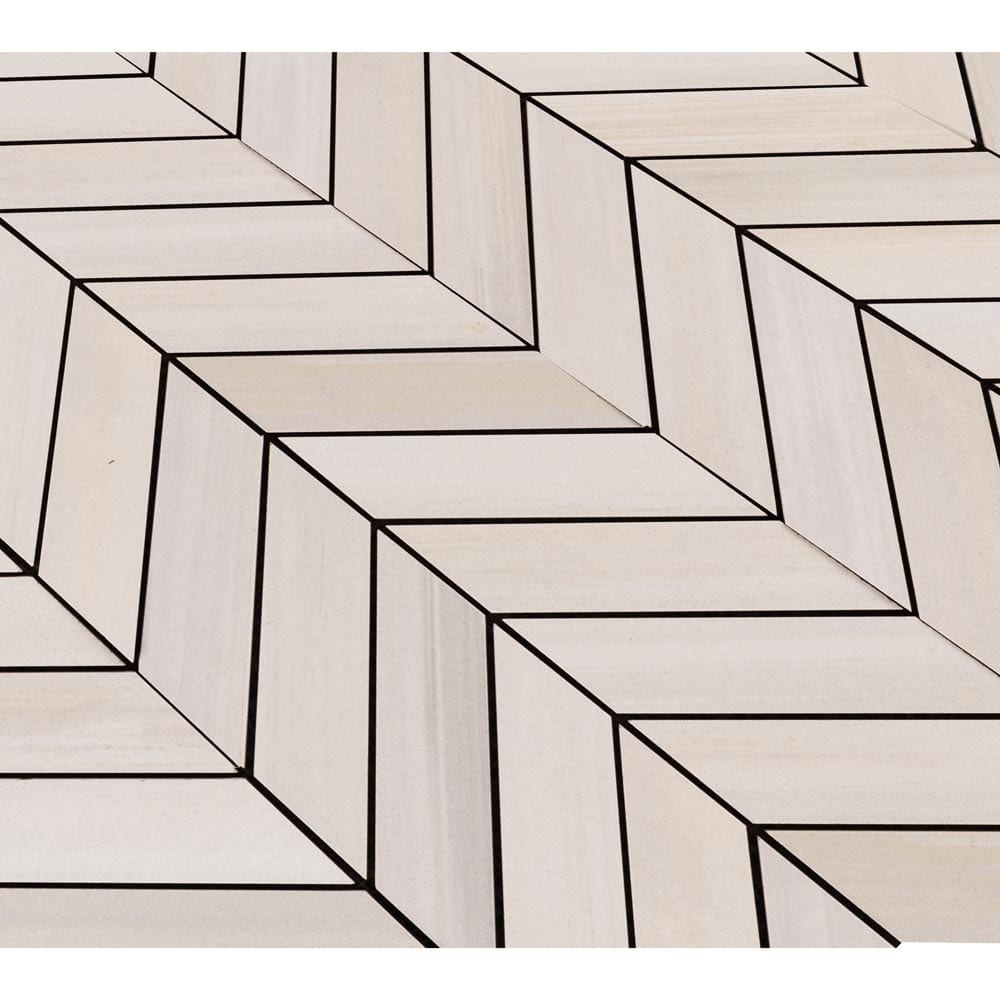 Mosaico de porcelana esmaltada Water Color Bianco de 30 x 38 cm, montado sobre malla - Colección MSI