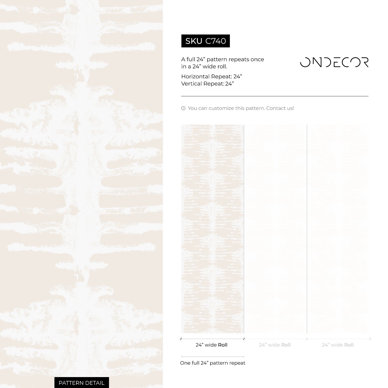 Abstract Wallpaper with Distressed Brushstrokes in Cream and Beige - C740