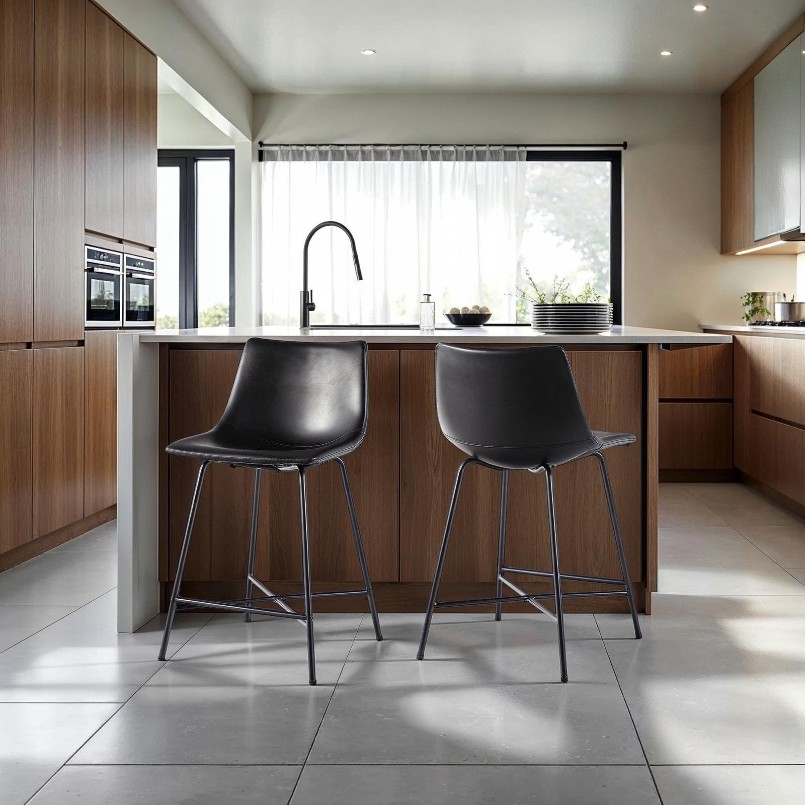 Colección de asientos industriales de piel sintética Xuma Urban (silla de comedor o taburete de bar), juego de 2