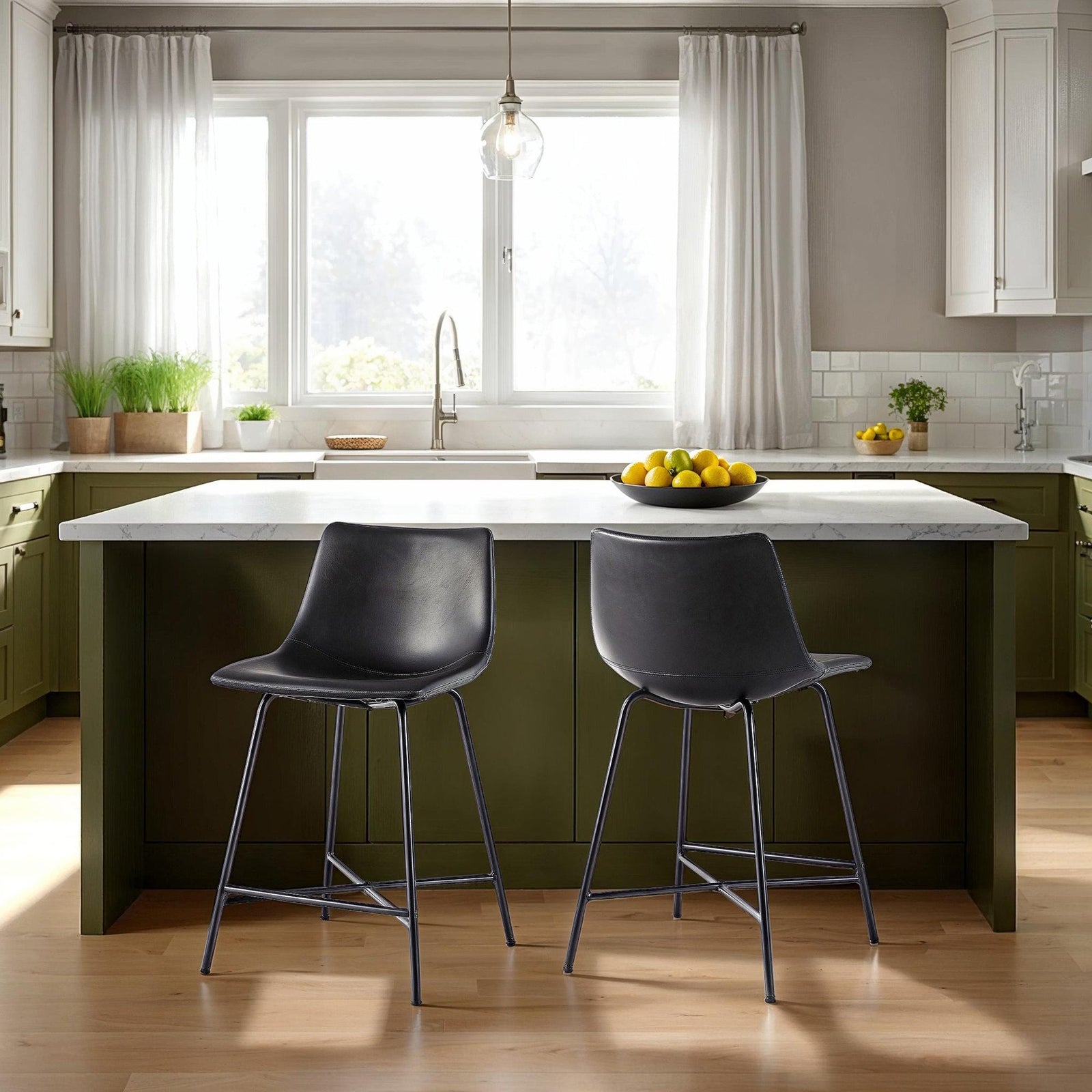 Colección de asientos industriales de piel sintética Xuma Urban (silla de comedor o taburete de bar), juego de 2