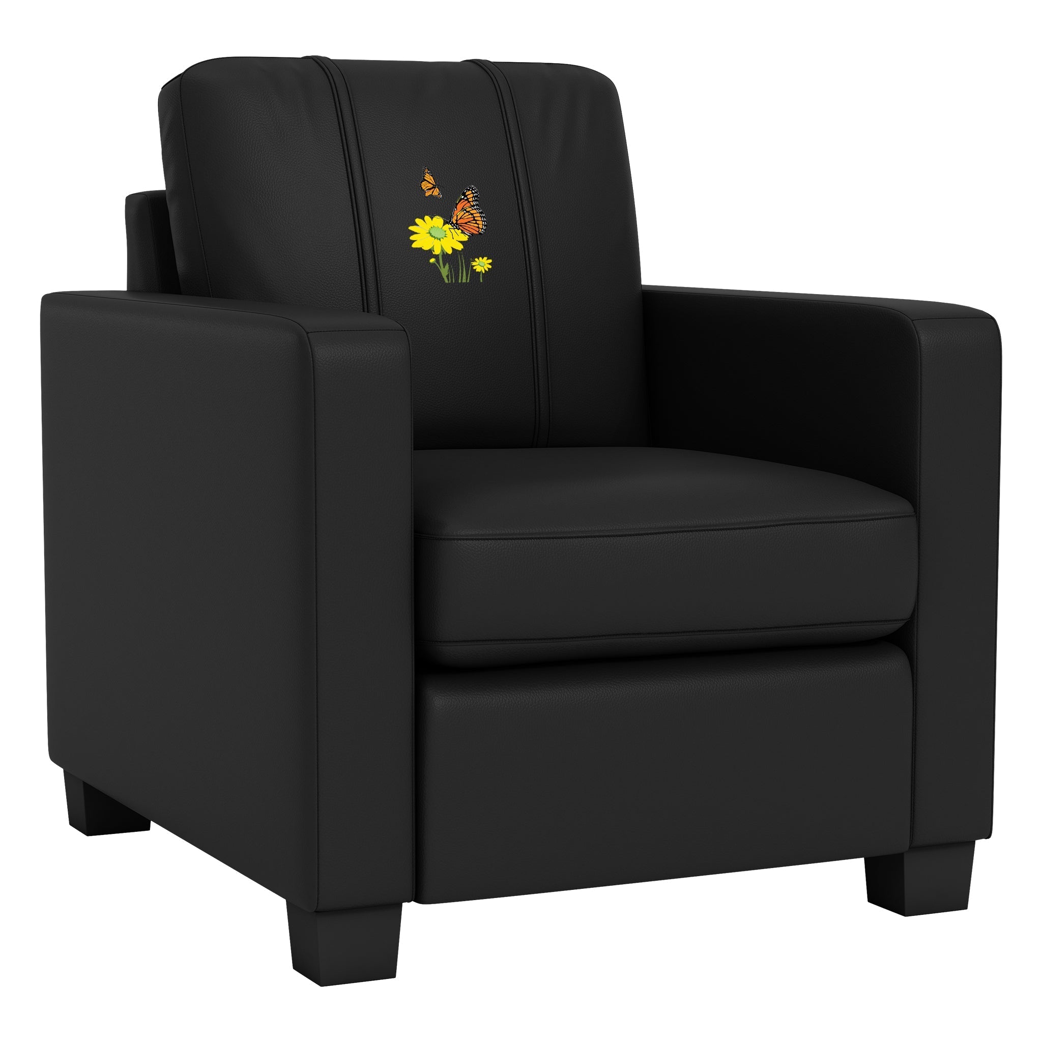 Sillón fijo Dyno con panel de logotipo de mariposa y margarita