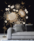 Fashionable Gold Flowers Wallpaper Smart