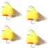 Yellow Marabou Muddler Minnow Streamer Flies - 4 Fly Fishing Flies - Hook Size 8